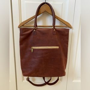 Sseko Noonday Oiled Brown Leather Tote Bag Backpack Crossbody Convertible Bag
